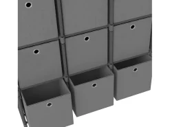 Estantería de 12 cubos con cajas tela gris 103x30x141 cm