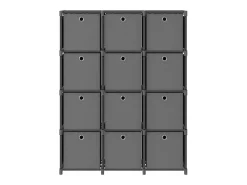 Estantería de 12 cubos con cajas tela gris 103x30x141 cm