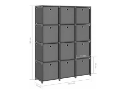 Estantería de 12 cubos con cajas tela gris 103x30x141 cm