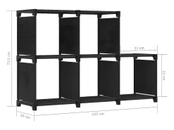 Estantería de 5 cubos de tela negra 103x30x72,5 cm