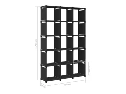Estantería de 15 cubos de tela negra 103x30x175,5 cm