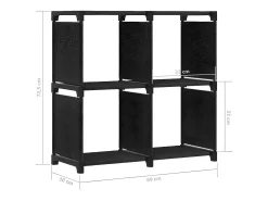 Estantería de 4 cubos de tela negra 69x30x72,5 cm