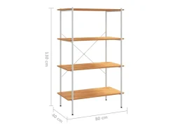 Estantería de 4 niveles blanco y roble 80x40x130 cm