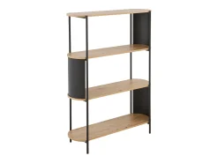 Estantería de 4 niveles con acabado de madera y laterales de metal negro H133,5 cm - EKLO