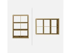 Estantería de 2 niveles con 6 compartimentos efecto madera miel