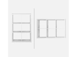 Estantería de 2 niveles con 6 compartimentos blanco