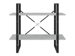 Estantería de 2 niveles contrachapada gris hormigón 80x30x70 cm
