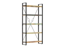 Estantería de 5 niveles de madera maciza reciclada 90x30x180 cm