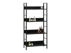 Estantería de 4 niveles de aglomerado negro 60x27,6x124,5 cm