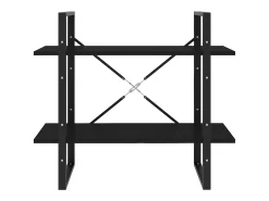 Estantería de 2 niveles madera contrachapada negro 80x30x70 cm