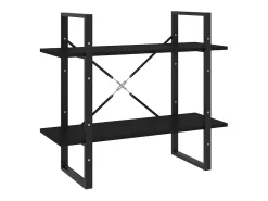 Estantería de 2 niveles madera contrachapada negro 80x30x70 cm
