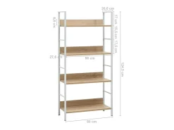 Estantería de 4 niveles madera ingeniería roble 60x27,6x124,5cm
