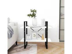 Estantería de 2 niveles madera contrachapada blanco 80x30x70 cm