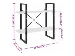 Estantería de 2 niveles madera contrachapada blanco 80x30x70 cm