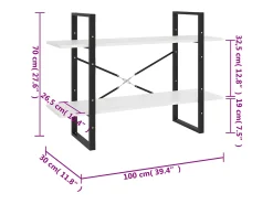 Estantería de 2 niveles madera contrachapada blanco 100x30x70cm
