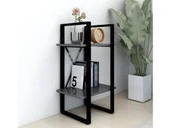 Estantería de 2 niveles madera contrachapada gris 40x30x70 cm