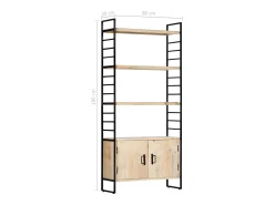 Estantería de 4 niveles madera maciza de mango 80x30x180 cm