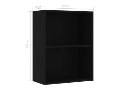 Estantería de 2 niveles madera contrachapada negro 60x30x76,5cm