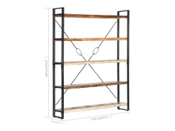Estantería de 5 niveles madera maciza reciclada 140x30x180 cm