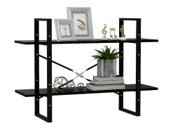 Estantería de 2 niveles madera contrachapada negro 100x30x70 cm