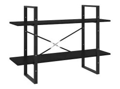 Estantería de 2 niveles madera contrachapada negro 100x30x70 cm
