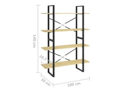 Estantería de 4 niveles madera maciza de pino 100x30x140 cm