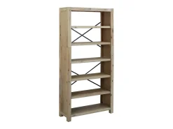 Estantería de 6 niveles madera maciza de acacia 80x30x170 cm