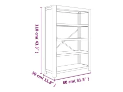 Estantería de 4 niveles madera maciza de acacia 80x30x110 cm