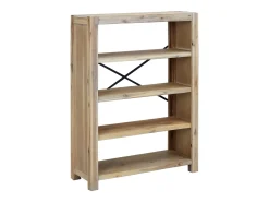 Estantería de 4 niveles madera maciza de acacia 80x30x110 cm