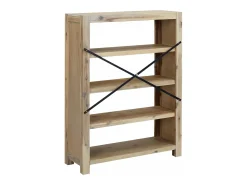 Estantería de 4 niveles madera maciza de acacia 80x30x110 cm