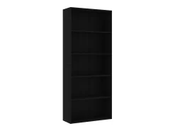 Estantería de 5 niveles madera contrachapada negra 80x30x189 cm