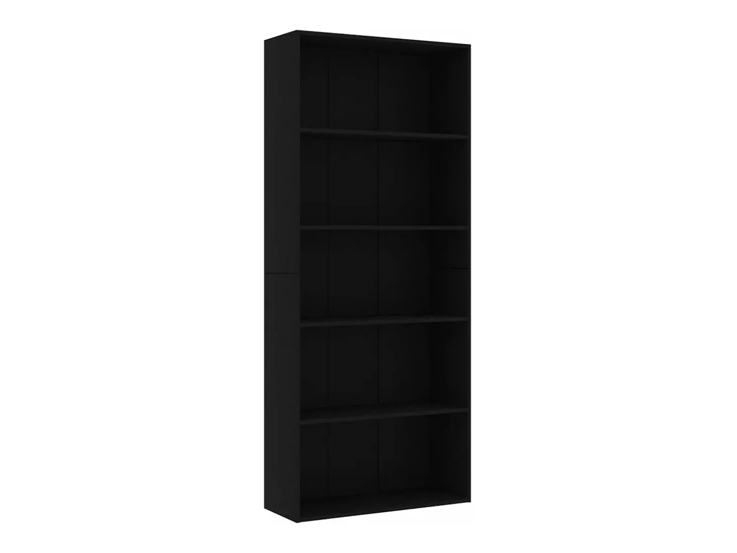 Estantería de 5 niveles madera contrachapada negra 80x30x189 cm