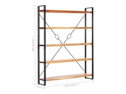 Estantería de 5 niveles madera maciza de acacia 140x30x180 cm