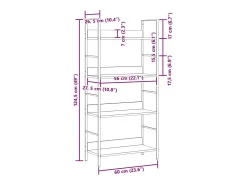 Estantería de 4 niveles madera ingeniería negro 60x27,6x124,5cm