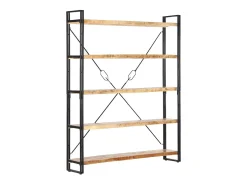 Estantería de 5 niveles madera maciza de mango 140x30x180 cm