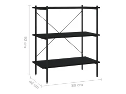 Estantería de 3 niveles negro 80x40x92 cm