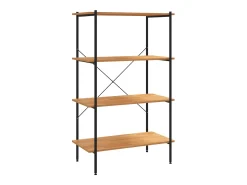 Estantería de 4 niveles negro y roble 80x40x130 cm ES535803