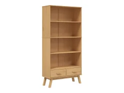 Estantería de 4 niveles OLDEN madera maciza de pino marrón