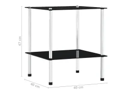Estantería de 2 niveles vidrio templado negro 40x40x47cm