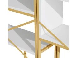 Estantería de 160 x 29,5 x 180 cm - Metal y MDF - Dorado y blanco