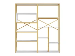 Estantería de 160 x 29,5 x 180 cm - Metal y MDF - Dorado y blanco