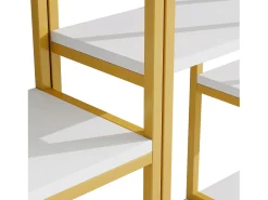 Estantería de 160 x 29,5 x 180 cm - Metal y MDF - Dorado y blanco