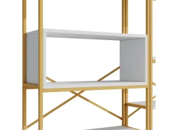 Estantería de 160 x 29,5 x 180 cm - Metal y MDF - Dorado y blanco