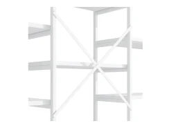 Estantería de acero y MDF de 160 x 30 x 180 cm - Diseño rectangular y arqueado - Color blanco
