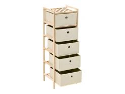 Estantería de almacenaje 5 cestas de tela madera de cedro beige