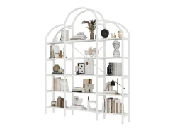Estantería de almacenaje elegante - 170 x 26 x 190 cm - con 5 estantes de almacenaje - forma de nube - MDF + metal - blanco