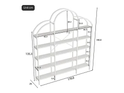 Estantería de almacenaje elegante - 170 x 26 x 190 cm - con 5 estantes de almacenaje - forma de nube - MDF + metal - blanco