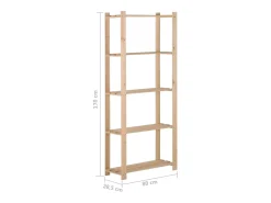 Estantería de almacenamiento de 5 niveles 170 cm madera maciza de pino 02_0000660