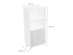 Estantería de Cocina, Estantería para Microondas, Estante Abierto de Pie 2 Mallas metálicas y múltiples Estantes 80x30x142cm, Color Blanco y Madera