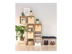 Estantería de cubos de madera cruda Dinamic 6 espacios